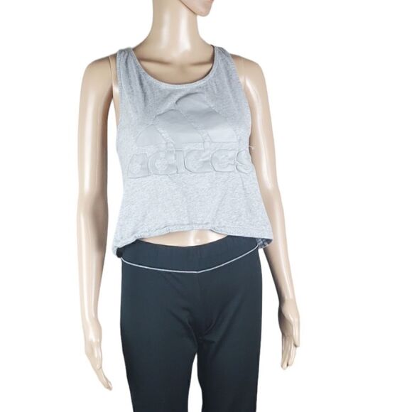 Adidas Gray Cropped Tank Top - Picture 1 of 5